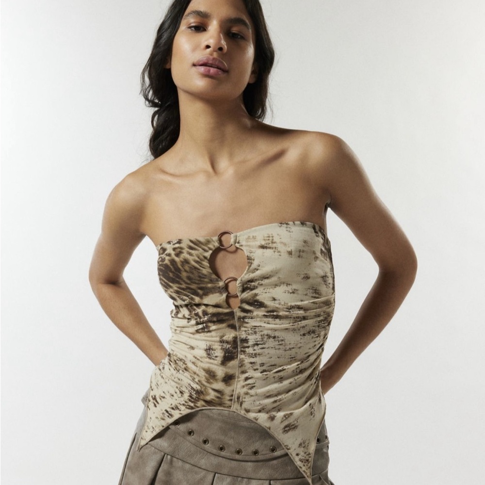 Urban Outfitters Silence + Noise Beige Strapless Top